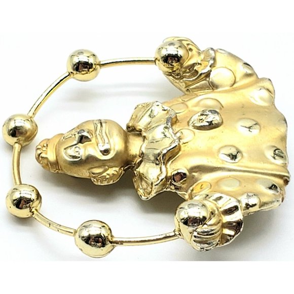 AJC Gold Tone Juggling Clown Vintage Brooch - Picture 3 of 8